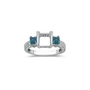  0.88 Cts Blue Diamond Ring Setting in 14K White Gold 10.0 