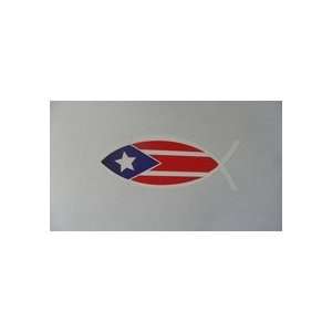Puerto Rico Flag Jesus Fish Sticker & Decal