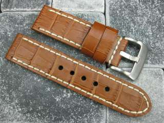 BIG GATOR 24mm LEATHER STRAP Band fit PANERAI Buckle 24  