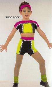 LIMBO ROCK Neon Baton Jazz Tap Dance Costume 2 3yr old  