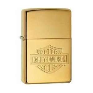  New   Zippo Harley Davidson Bar & Shield High Polish Brass Lighter 