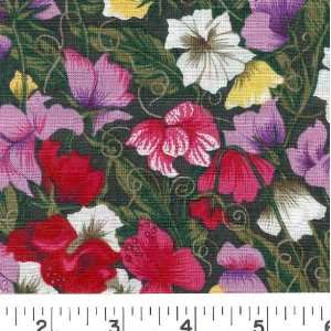  45 Wide Sweet Peas Fabric By The Yard Arts, Crafts 