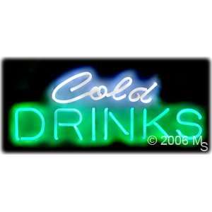 Neon Sign   Cold Drinks   Large 13 x 32  Grocery 
