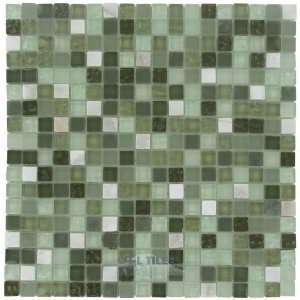  Tessera   5/8 x 5/8 glass & stone mosaic tile in emerald 