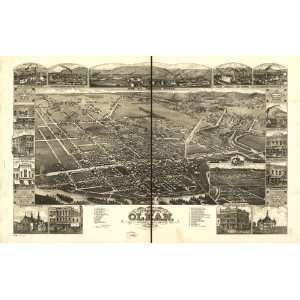  Historic Panoramic Map Birds eye view of Olean, Cattaraugus County 