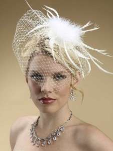 Marabou Feather Bridal Hat with French Net Veil  