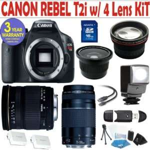 Canon Rebel T2i (EOS 550D/KISS X4) 4 Lens Deluxe Kit with Sigma 28 70 