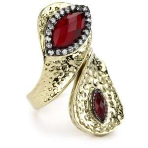  ANDARA Bypass Wrap Garnet Lucite Accent Ring, Size 7 