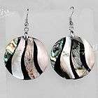   Of Pearl Abalone Shell Coin Button Bead Hook Dangle Earring jse0036