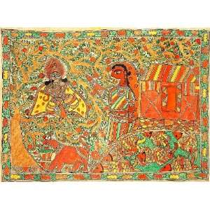  Krishna Stealing Butter   Madhubani Painting on Hand Made 