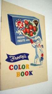 Vintage 1949 Honor Brand Frostys Color Book~Unused  