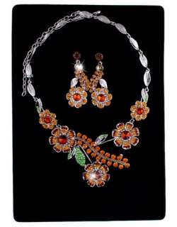 Necklace Earring Set Bit Flower Flora Theme Golden/Silver Color Czech 
