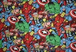   Captain America Thor Spiderman Marvel Comic FQ Fabric Material  