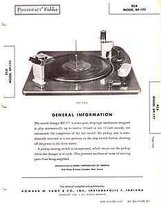 RCA RP177 RECORD CHANGER PLAYER TURNTABLE Sams Photofact FREE USA SH 