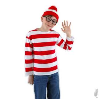   Wheres Waldo Costume Kit Hat Striped Shirt Glasses New LRG/XL  