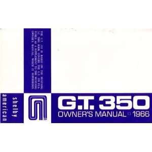  1966 FORD GT350 Owners Manual User Guide Supplement 