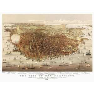  SAN FRANCISCO CALIFORNIA (CA) PANORAMIC MAP 1878