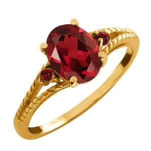   07 Ct Genuine Oval Red Garnet Gemstone 14k Yellow Gold Ring Jewelry