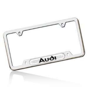  Audi Chrome Logo On Brushed Stainless License Plate 