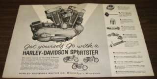 1962 Harley Davidson Sportster XLH XLCH & XLR TT Motorcycle Original 