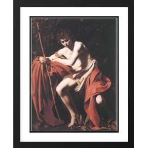 Caravaggio 28x36 Framed and Double Matted St. John the Baptist  