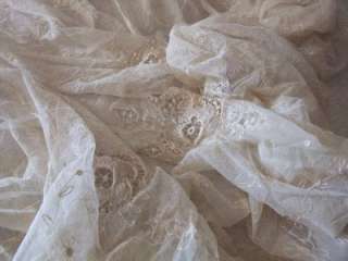 Antique hand made tambour net embroidery bed cover Edwardian Victorian 