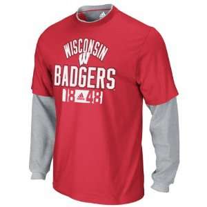  Wisconsin Badgers adidas Red Splitter Long Sleeve 2 Fer 