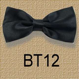 New Mens Solid Bowtie Pre tied Wedding satin bow tie  
