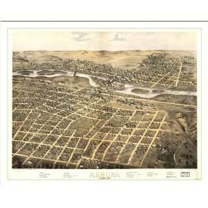 Historic Aurora, Illinois, c. 1867 (L) Panoramic Map Poster Print 