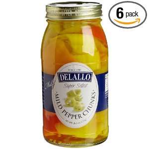 DeLallo Mild Banana Pepper Chunks, 25.5 Ounce Jars (Pack of 6)