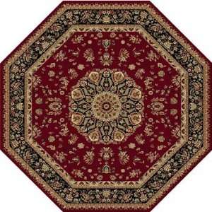    Royal Elegance Octagon Red Rug With Floral Pattern