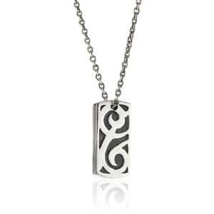   LH MEN Tribal Medium Tribal Carved Double Dogtag Necklace Jewelry