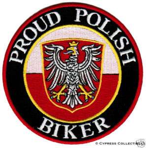 PROUD POLISH BIKER embroidered PATCH POLAND FLAG EMBLEM  