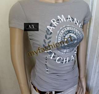 NWT Armani Exchange A/X AX WOMEN logo T Shirts top Gray Grey XS S M L 
