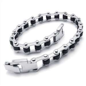  Titanium Silver Colored Steel Bracelet for Mens 