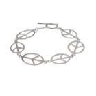    Elongated Sterling Silver Peace Sign Bracelet with Toggle Clasps