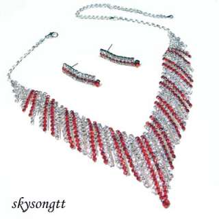 Swarovski Crystal Ruby Red Pendant Necklace Set S1122R  