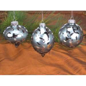 Pack of 9 Silver Onion/Teardrop/Round Glass Christmas Ornaments 3.5 