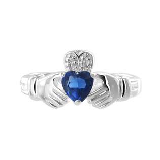   Blue Sapphire Cubic Zirconia Claddagh Ring Size 6, 7, 8, 9  Gem Avenue