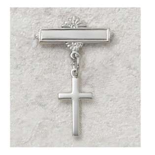 EE Sterling Silver Cross New Baby Pin Baptism Gift 925 Engraving Font 