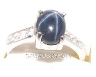 Amazing Natural and Genuine Blue Star Sapphire ring with Accents 