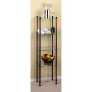 Creative Bath Products 5 Shelf Glass Tower   Oil Rubbed Bronze   54H 