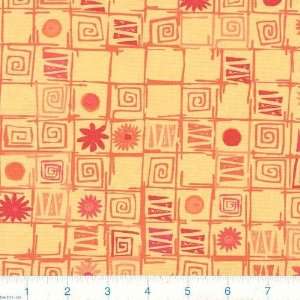  45 Wide Bing Abstract & Flower Blocks Maize Fabric By 
