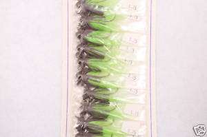 8oz Finesse Jigs non weedless card of 12 Brn/Lime Grn  