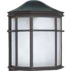     10 inch   Cage Lantern Wall Fixture   Die Cast Linen Acrylic Lens
