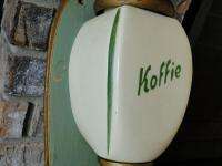   COFFEE GRINDER MILL WALL MOUNT CERAMIC/PORCELAIN GREEN/GOLD  