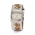 VistaBella New Womens White Gold Bead Band Silver Tone Watch
