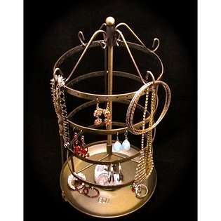 EARRING GO ROUND Gold Bronze Spinning Metal Earring Jewelry Organizer 