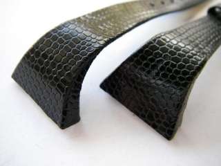Black lizard print leather ODD end watch strap 20 mm  