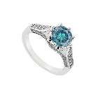 FineJewelryVault Fancy Blue Diamond Ring  14K White Gold   1.50 CT 